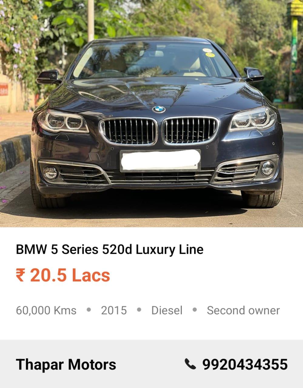 BMW 5 SERIES 520D LUXURY LINE 2015 AT DIESEL